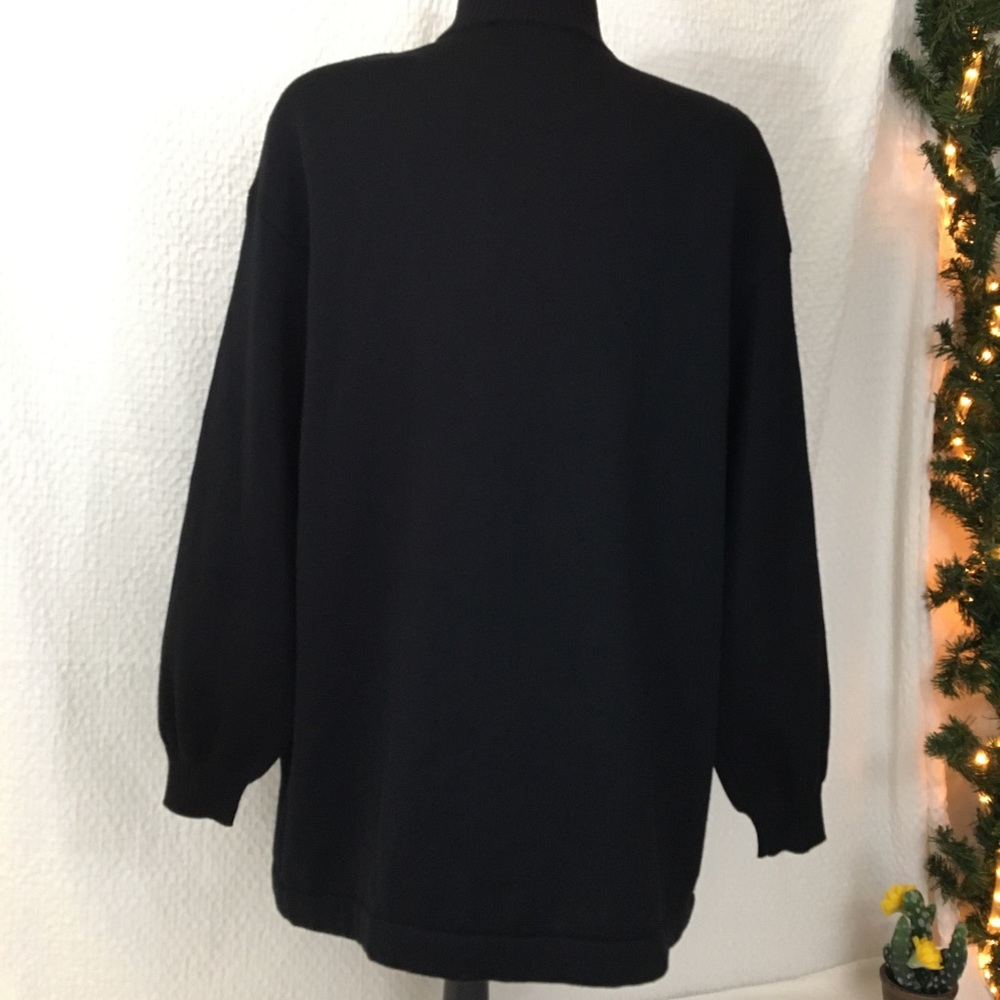 St John Black w/ Gold Crest Knit Sweater w/Pockets - Picture 5 of 6